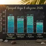 Море на юге России в августе 2026: где вода теплее всего